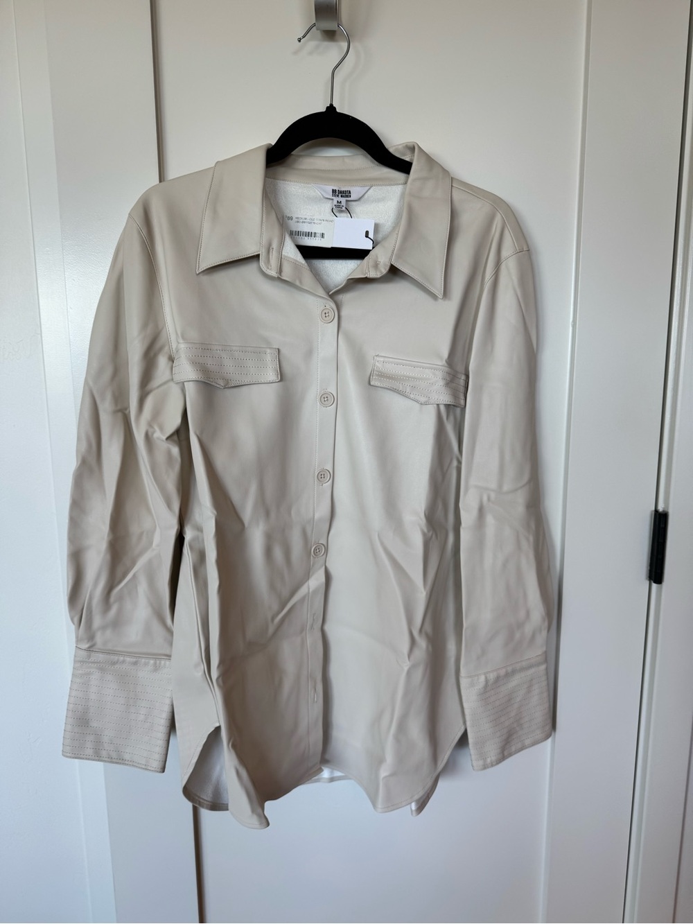 BB Dakota vegan leather Cream Button-Up Shirt